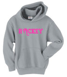 "Hockey" with Ponytail Glitter Hooded Sweatshirt - Youth